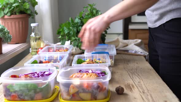 Meal Prep Containers. Planning and preparing healthy meals. Organic produce and ingredients alt