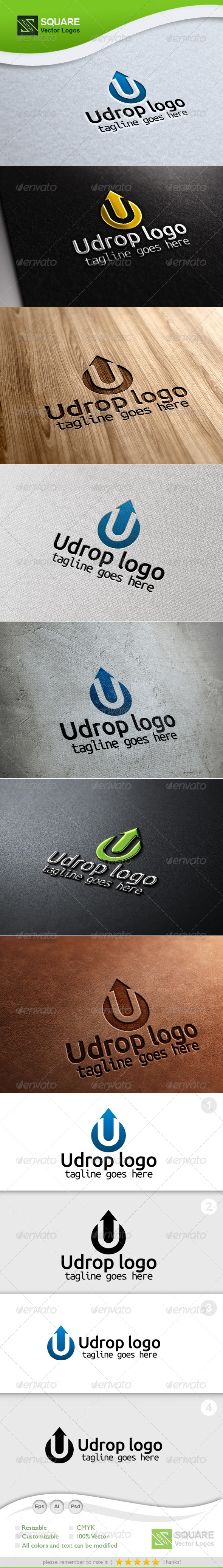 U, Drop Vector Logo Template - Letters Logo Templates
