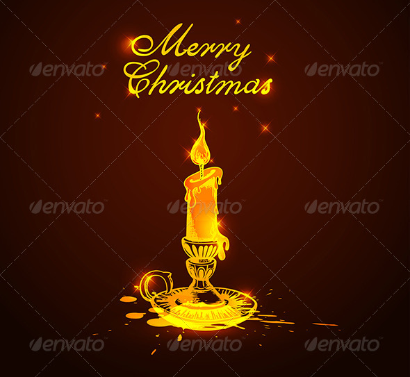 Background with Shining Candle - Christmas Seasons/Holidays