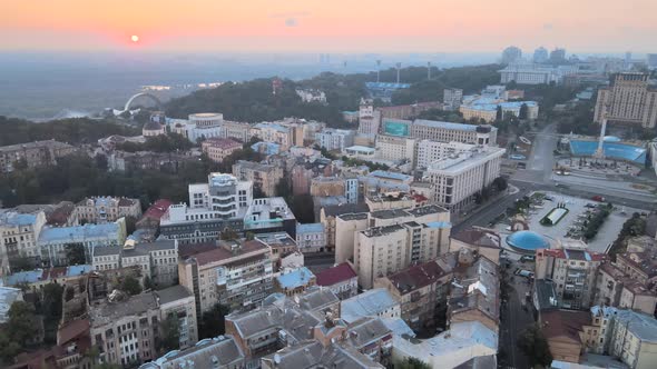 Kyiv Kiev Ukraine at Dawn in the Morning. Aerial View alt