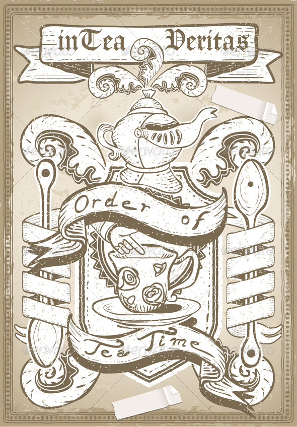 Vintage Coat of Arm for Bar or Restaurant - Food Objects