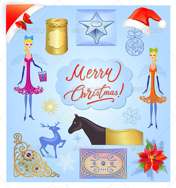 Christmas Elements Illustration Set - Christmas Seasons/Holidays