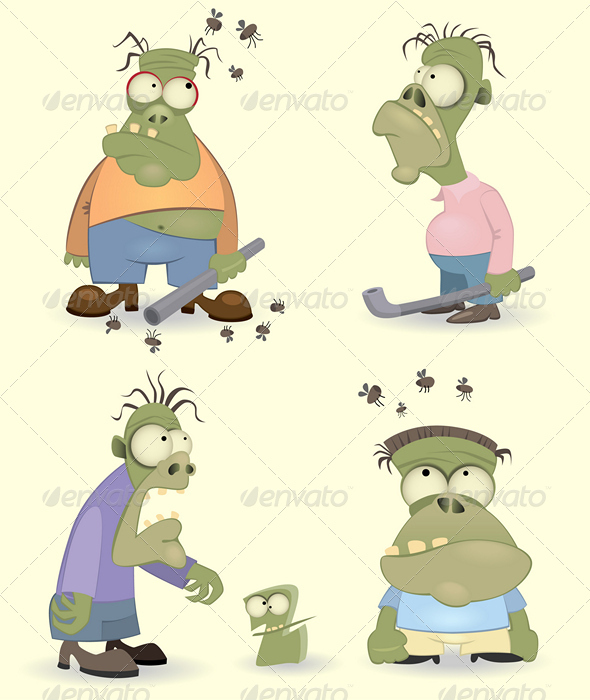 Cartoon Zombies Set - Monsters Characters