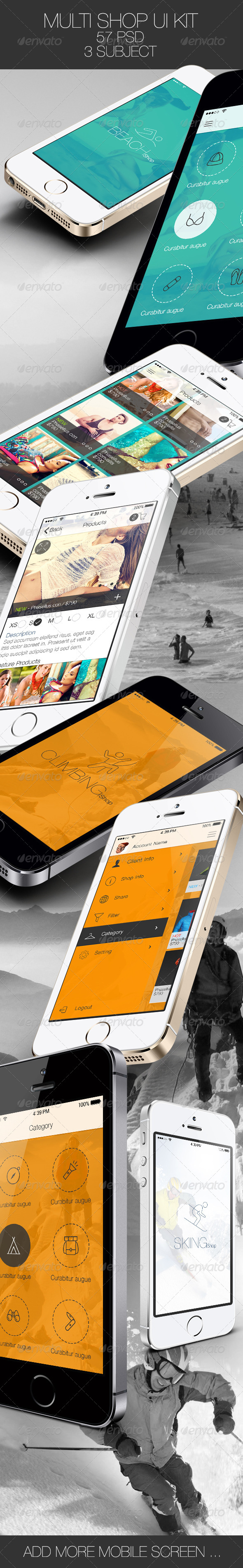 Multi Shop App for Mobile - User Interfaces Web Elements