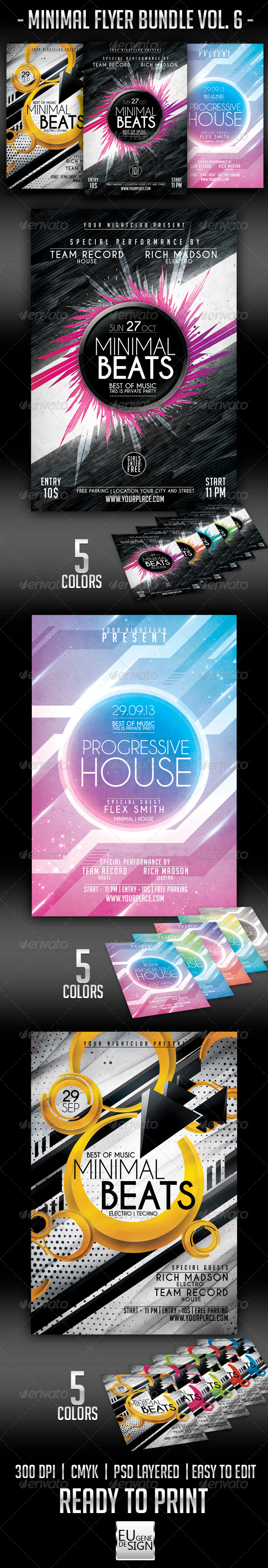 Minimal Flyer Bundle Vol.6 - Clubs & Parties Events