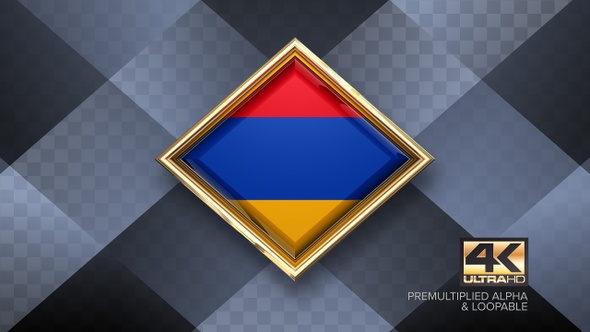 Armenia Flag Rotating Badge 4K Looping with Transparent Background