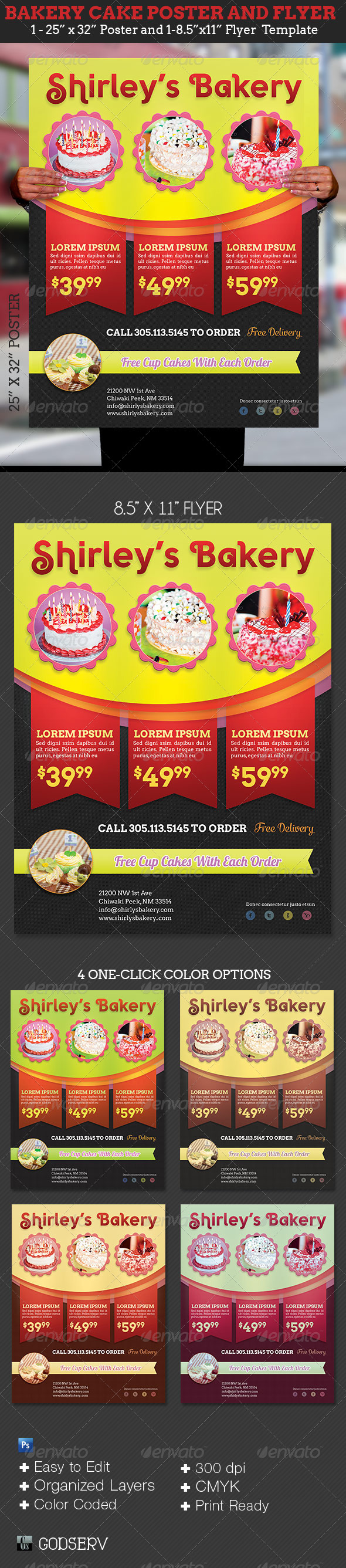 Bakery Cake Flyer Poster Template - Commerce Flyers