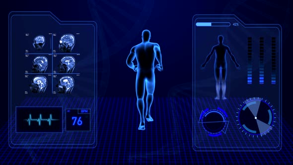 X-Ray Radiology Scan of Human Body and Brain Health Data Infographic alt