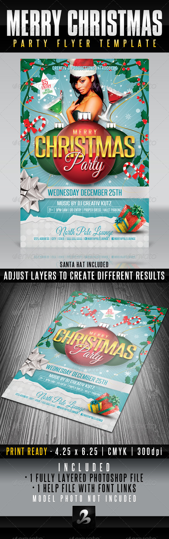 Merry Christmas Party Flyer Template - Holidays Events