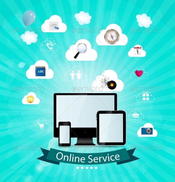 Online Service Concept Vector Illustration - Backgrounds Decorative