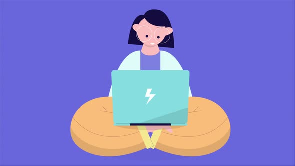 Social Media Marketing Girl Use Computer 4K alt