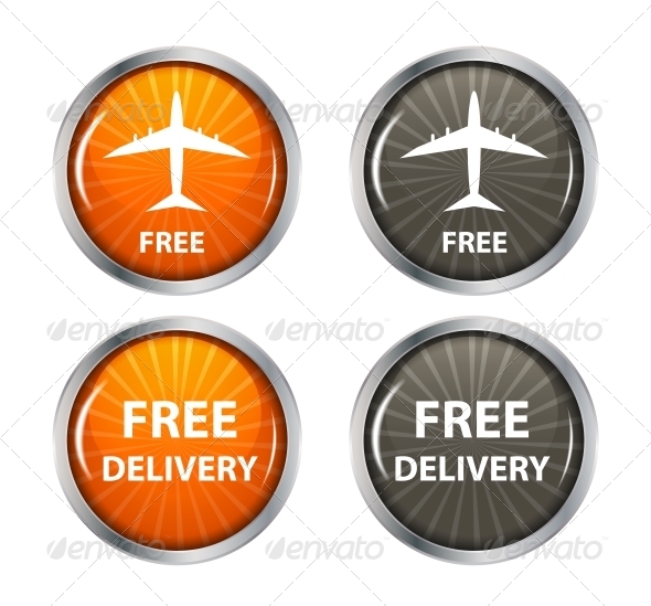 Free Shipping, Delivery Icon Set. - Decorative Symbols Decorative