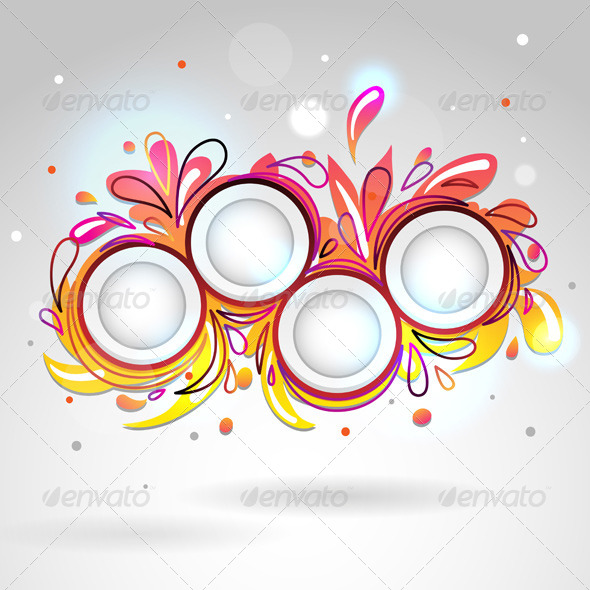 Abstract Floral Banner, Yellow Pink - Backgrounds Decorative