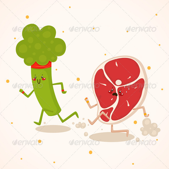 Broccoli vs Meat - Food Objects