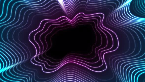 Blue Ultraviolet Neon Curved Wavy Lines