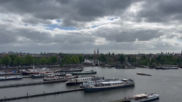 Panorama Of Amsterdam On A Cloudy Day