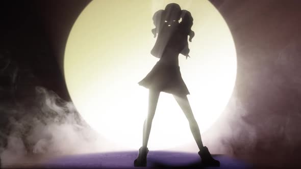 Silhouette K Pop Dancer In Lighting Stage 3D Animation alt