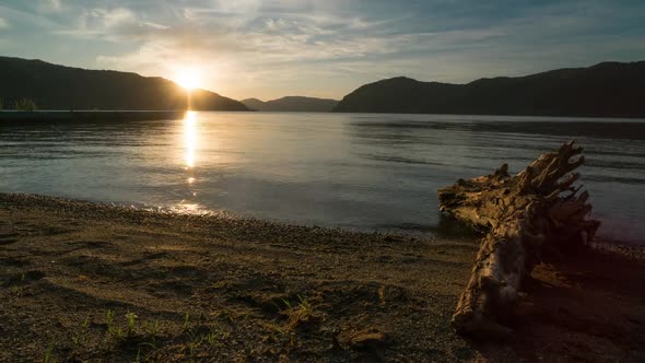 A view of a beautiful sunset in the beach