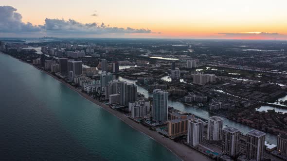 Hollywood Florida sunset aerial Hyperlapse alt
