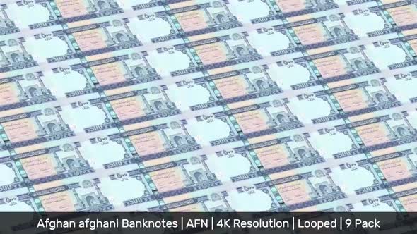 Afghanistan Banknotes Money / Afghan afghani / Currency ؋ / AFN/ | 9 Pack | - 4K alt
