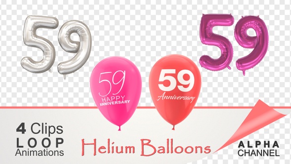 59 Anniversary Celebration Helium Balloons Pack alt