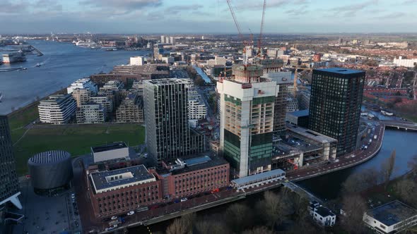 Construction Site of Modern Residential Real Estate Apartment Buildings at the Buiksloterweg Along alt