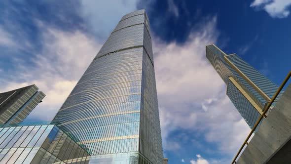Office Building Windows and Bottom View on Skyscraper Building alt