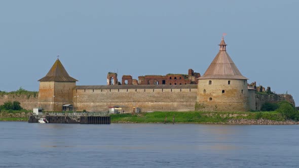Fortress Oreshek on Island in Neva River Russia alt