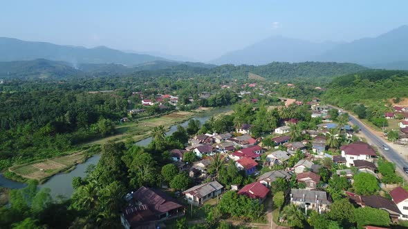 Vang Vieng region in Laos aerial view alt