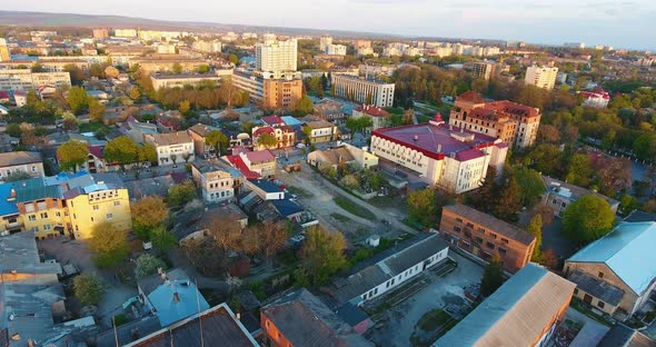 Panoramic Aerial Drone View of City