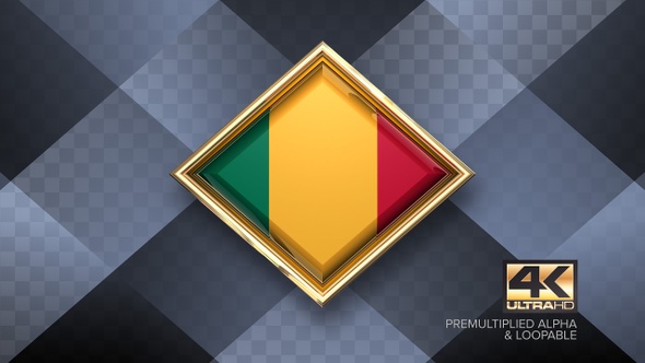 Mali Flag Rotating Badge 4K Looping with Transparent Background