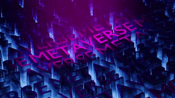 3D animation. Metaverse word on a futuristic background. Futuristic technology concept. alt