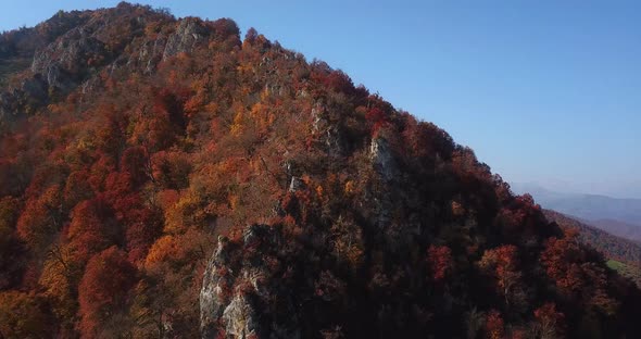 Aerial Move Up Rising Shot in 4K in Iran Mountain Forest - Fall Season in Mazandaran Savadkuh Arfade alt