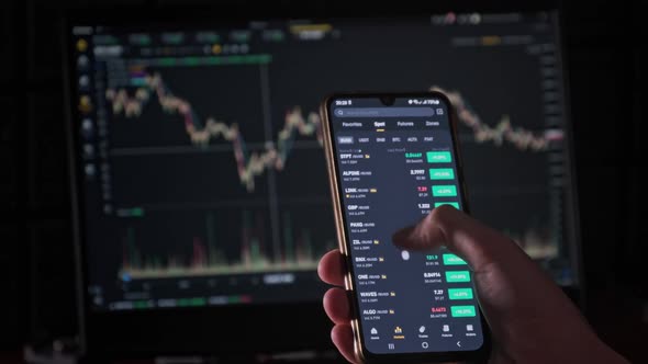 Investor Checking Cryptocurrency Price on Smartphone Screen Growth Crypto alt
