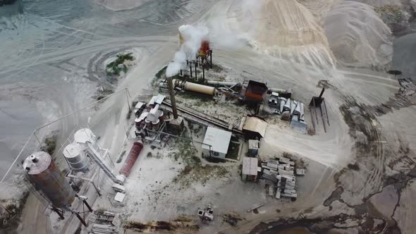 Aerial view of plant for the production of dry building mixtures. alt