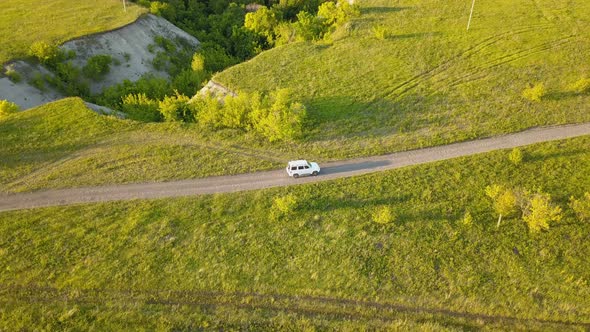 Car On Country Road Near Ravines