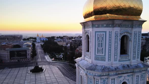 Kyiv. Ukraine. Aerial View : St. Sophia Church in the Morning at Dawn. alt
