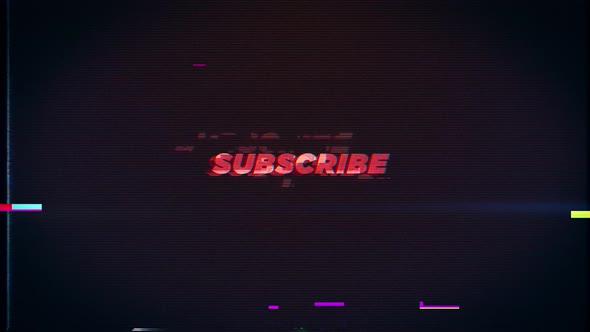 SUBSCRIBE text glitch effects concept for video games screen alt