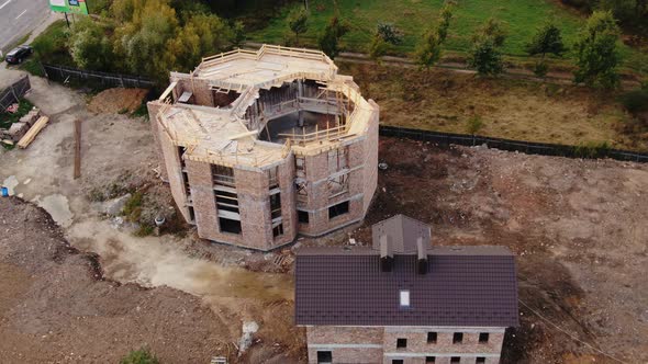 Aerial view of contraction of church