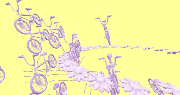 Creative Minimal 3d art. Animated stylish bicycle 