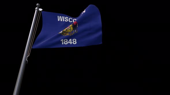 Wisconsin State Flag  With Alpha Channel 4K alt