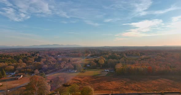 Aerial View of Small Town in Boiling Spring South Carolina Good Weather Autumn Day alt