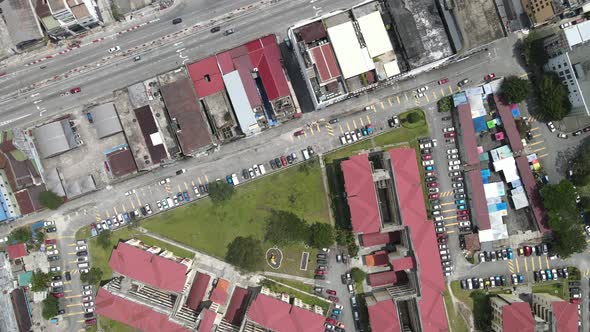 View of housing area, shop lots and Highway in Kuala Lumpur during MCO