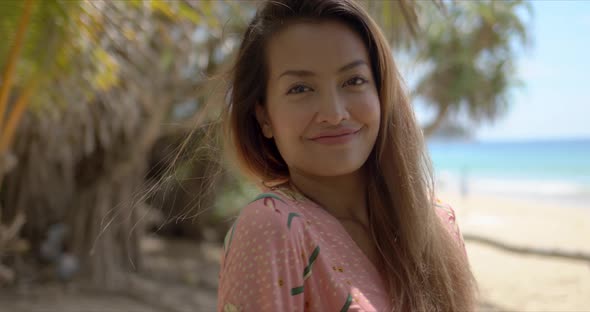 Delighted Ethnic Lady on Resort alt