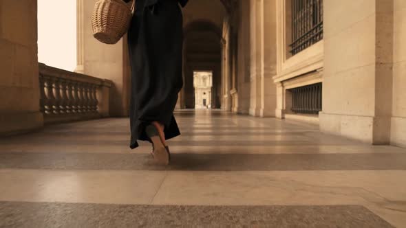 Slow Motion Low Angle of Woman Feet Walking Outdoors Paris