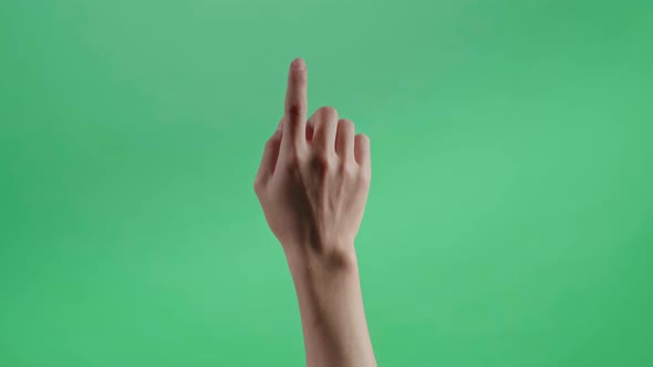 Hand Slide To Down With One Finger On Green Screen Background alt