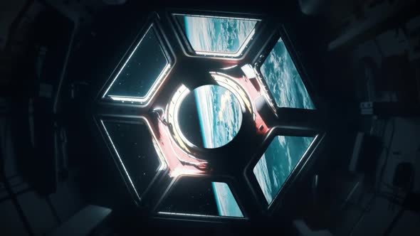 Space Station Interior Window - In Earth Orbit
