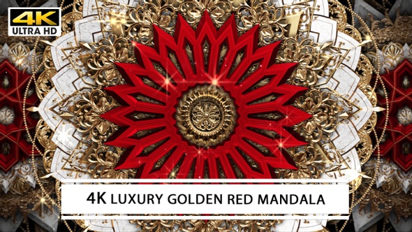 4K Luxury Golden Red Mandala
