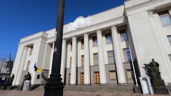 The Building of the Ukrainian Parliament in Kyiv  Verkhovna Rada Slow Motion alt