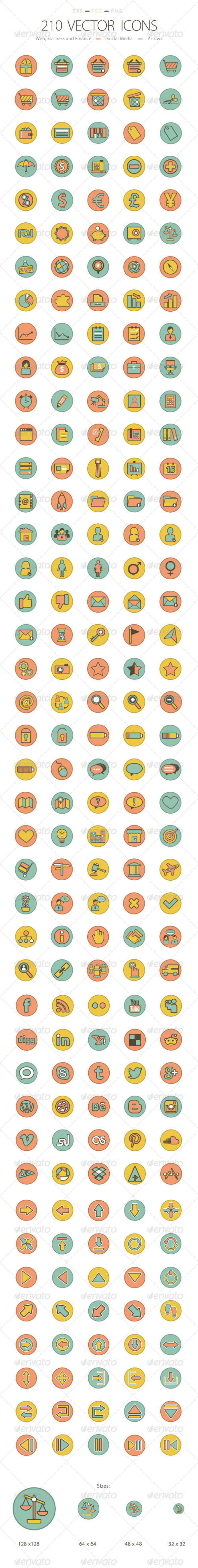 Set of 210 Icons - Web Icons